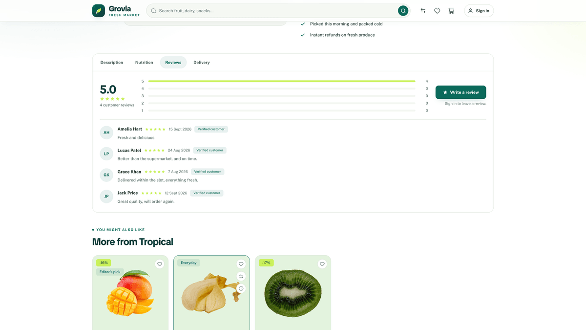 Grovia — Next.js 16 eCommerce Storefront, Admin Dashboard & REST API