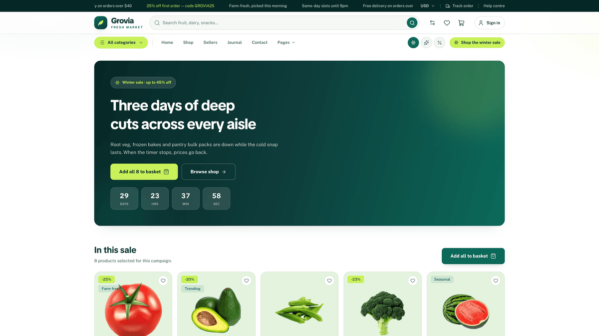 Grovia — Next.js 16 eCommerce Storefront, Admin Dashboard & REST API