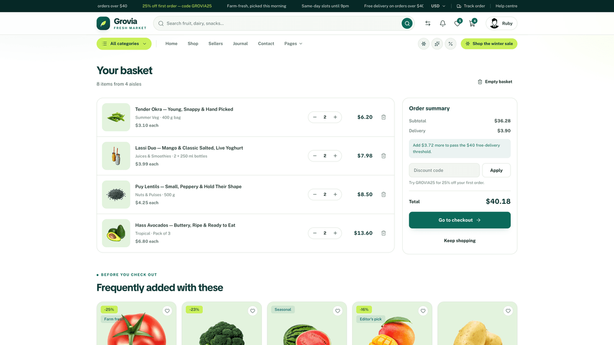 Grovia — Next.js 16 eCommerce Storefront, Admin Dashboard & REST API