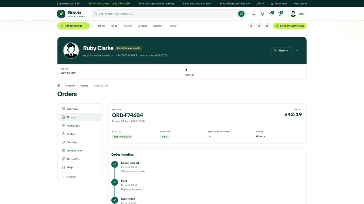 Grovia — Next.js 16 eCommerce Storefront, Admin Dashboard & REST API