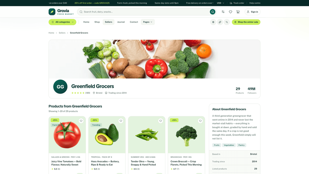 Grovia — Next.js 16 eCommerce Storefront, Admin Dashboard & REST API