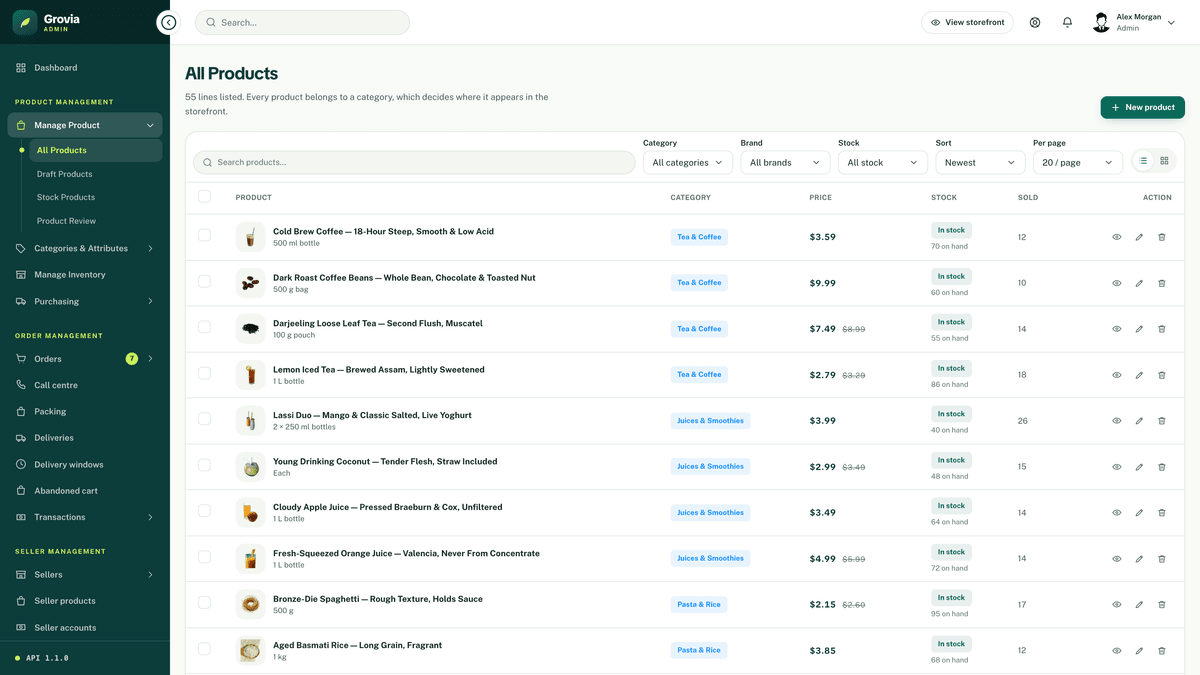 Grovia — Next.js 16 eCommerce Storefront, Admin Dashboard & REST API