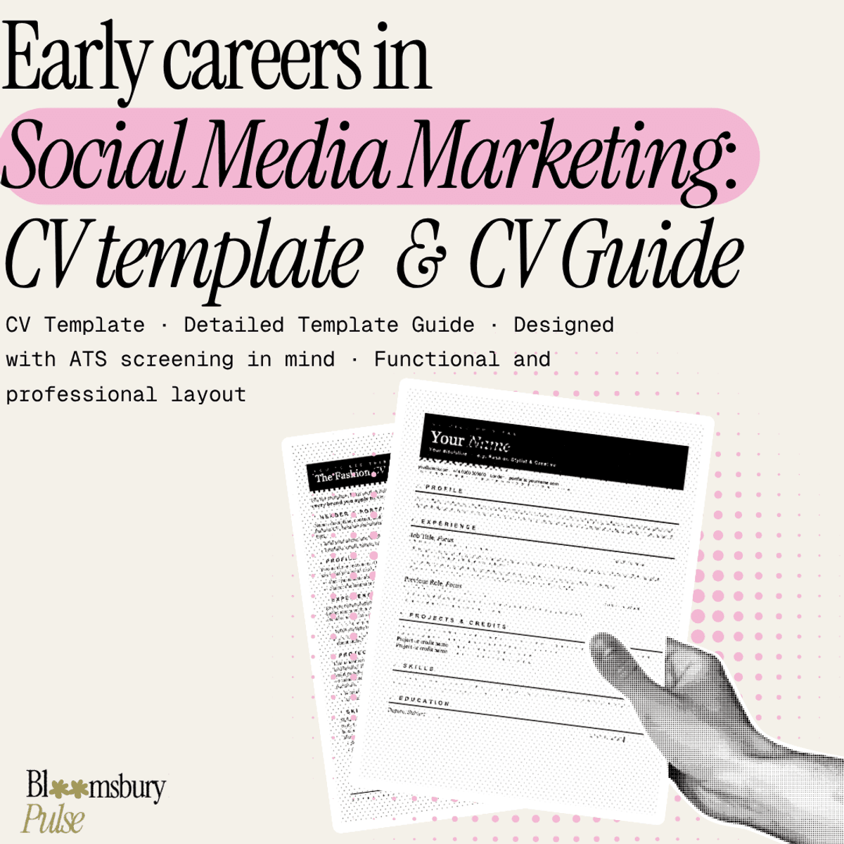 BloomsburyPulse | Early-careers Social Media Marketing CV template & CV guide