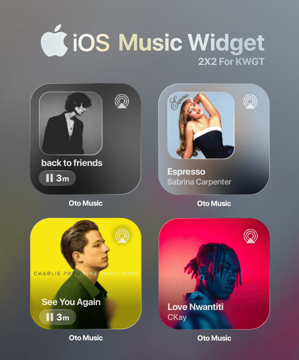 iOS Music Widget [2x2] — KWGT  [💼 Commercial Use]