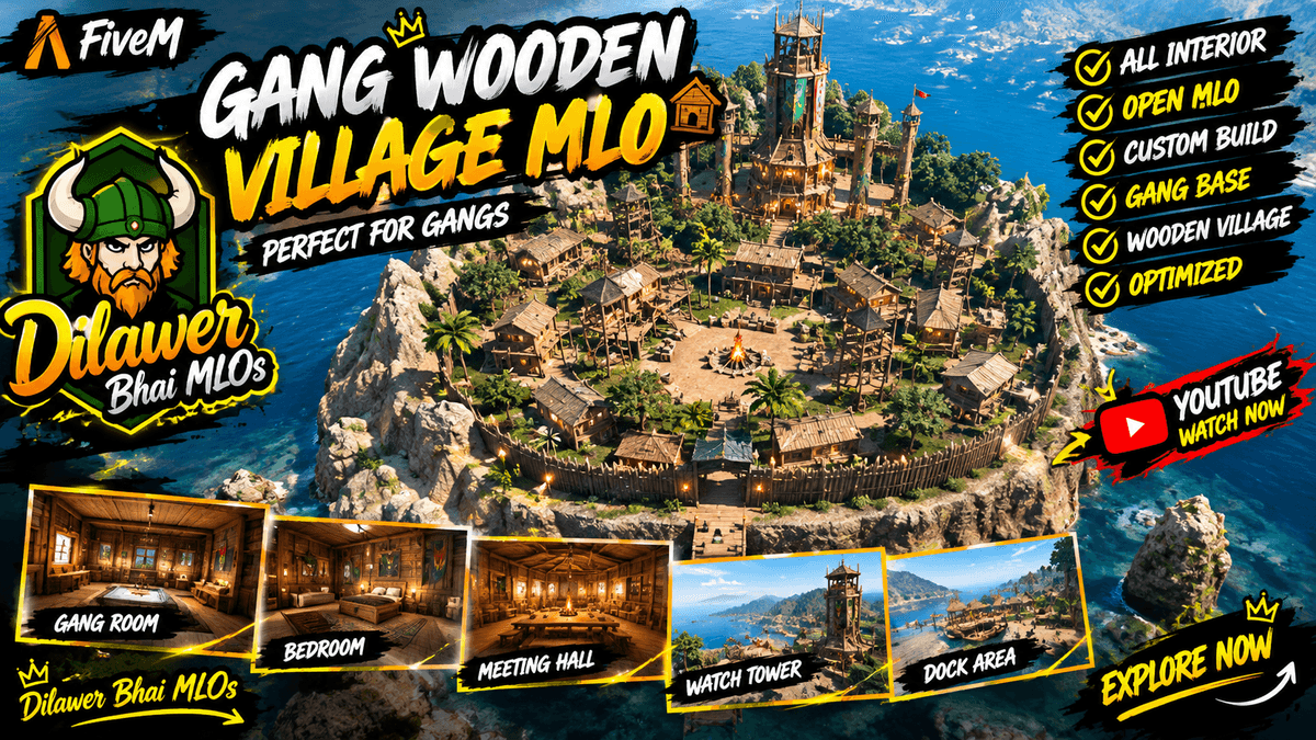 NEW FiveM Gang Wooden Village MLO 🔥 | Epic Gang Base | Full Interior Showcase