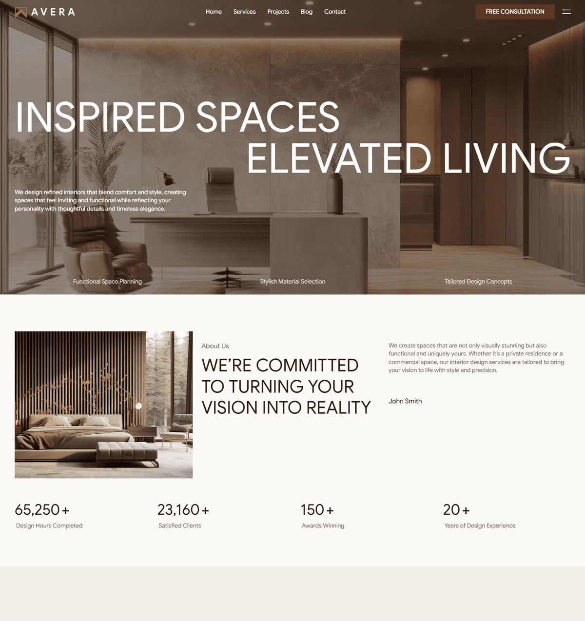 AVERA — Interior Design & Architecture Framer Template