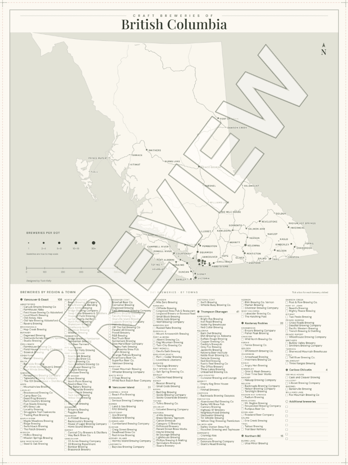 BC Brewery Wall Map - 18x24in