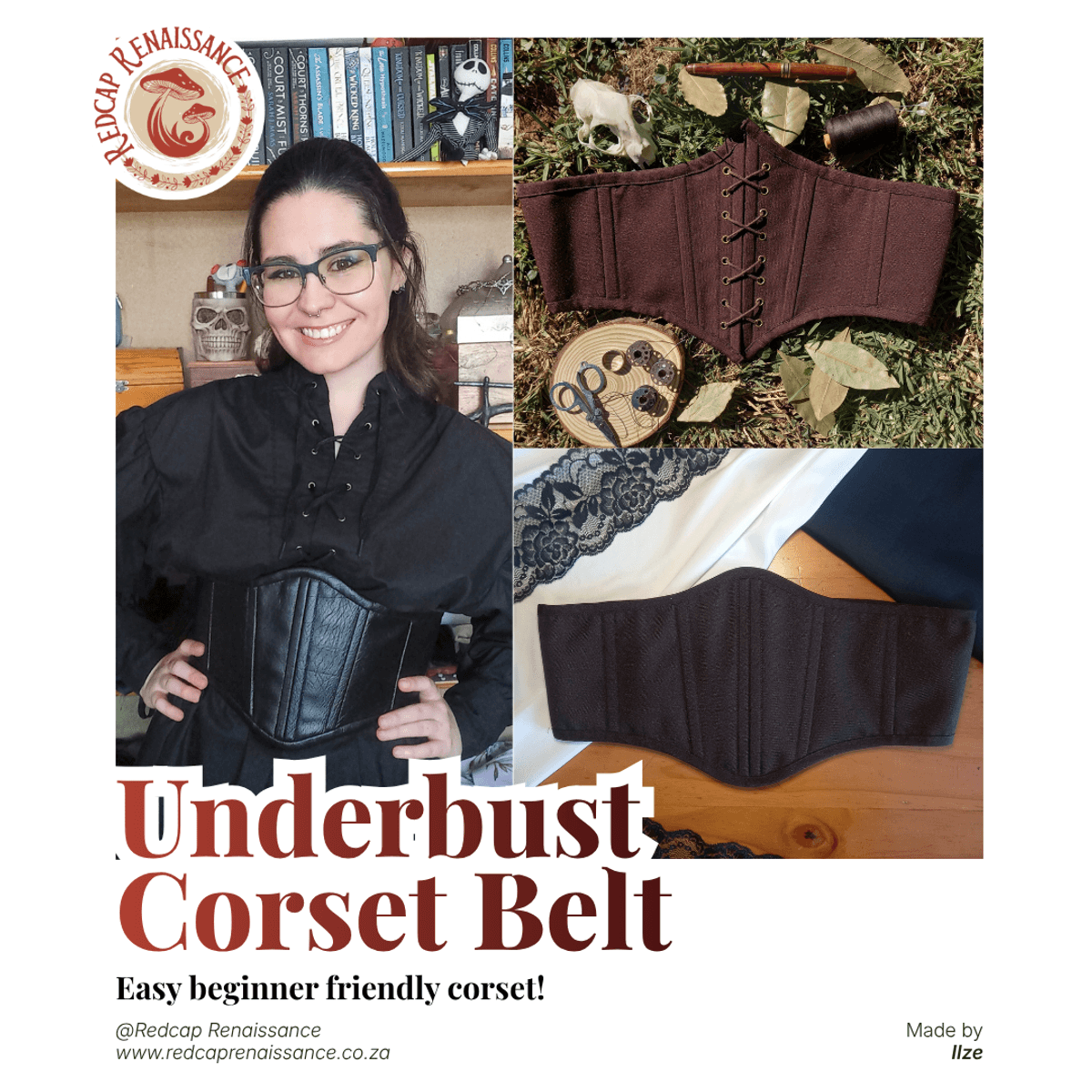 Underbust corset belt pattern PDF print