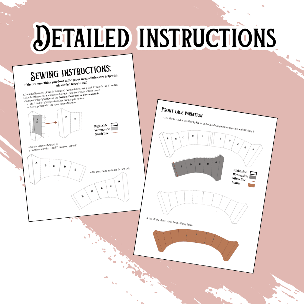Underbust corset belt pattern PDF print