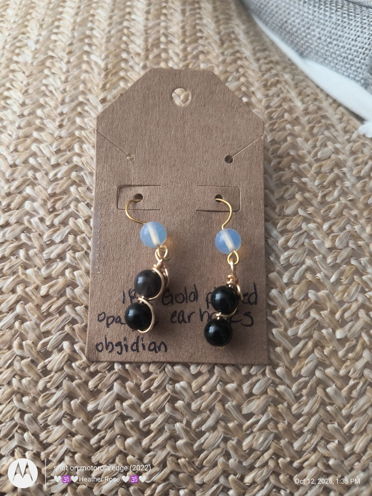 Obsidian and opalite earrings