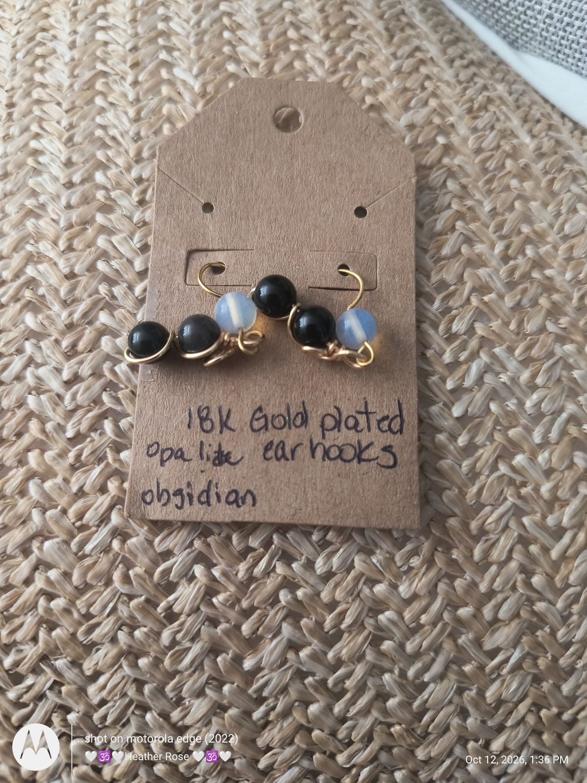 Obsidian and opalite earrings