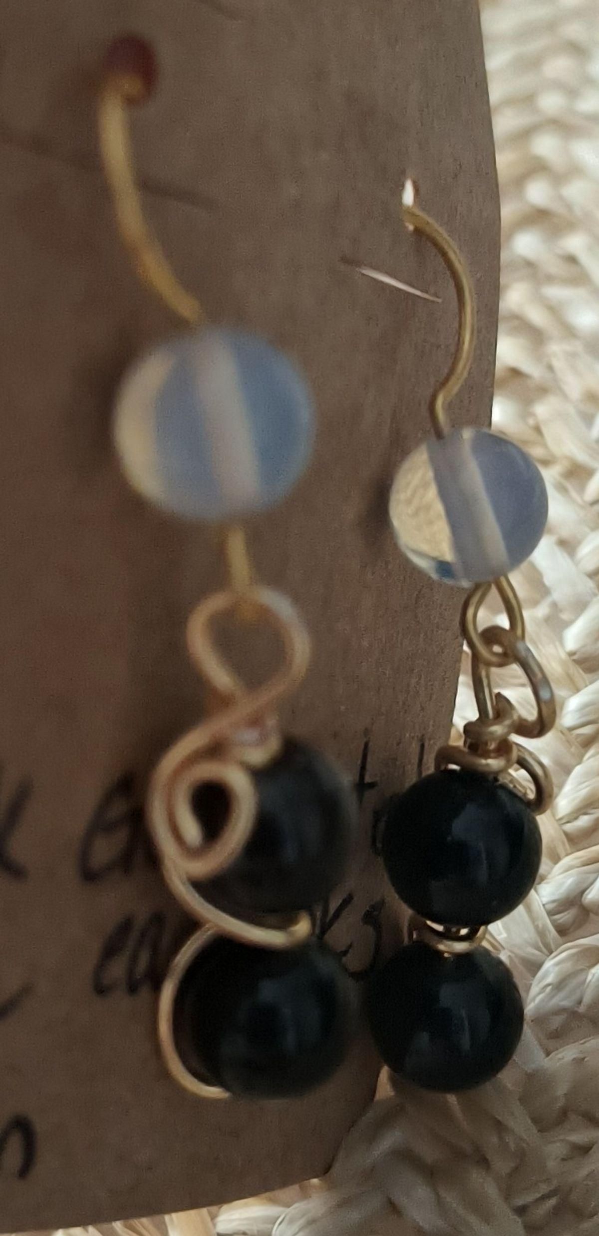 Obsidian and opalite earrings