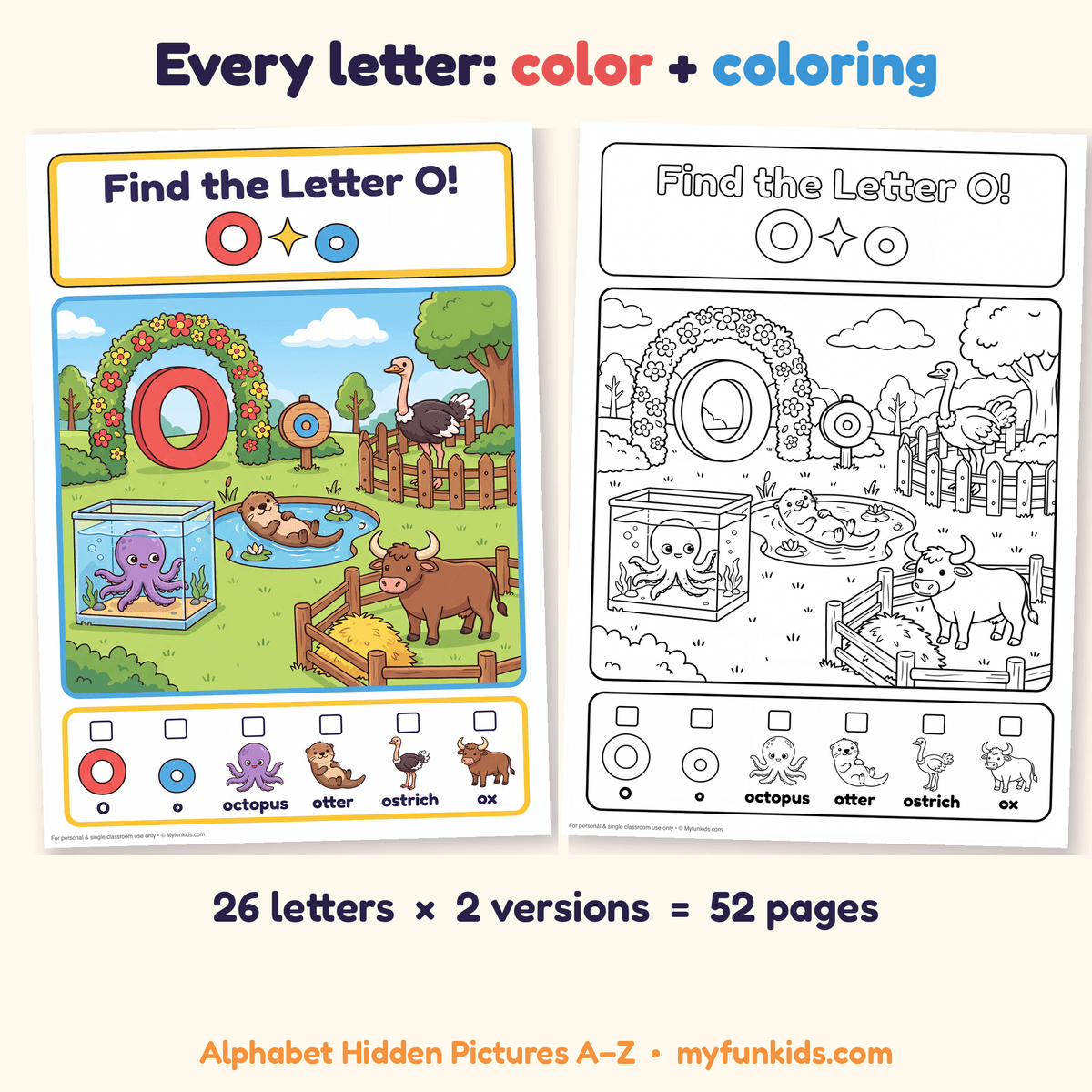 Alphabet Hidden Pictures A–Z | Find the Letter Worksheets & Coloring Pages