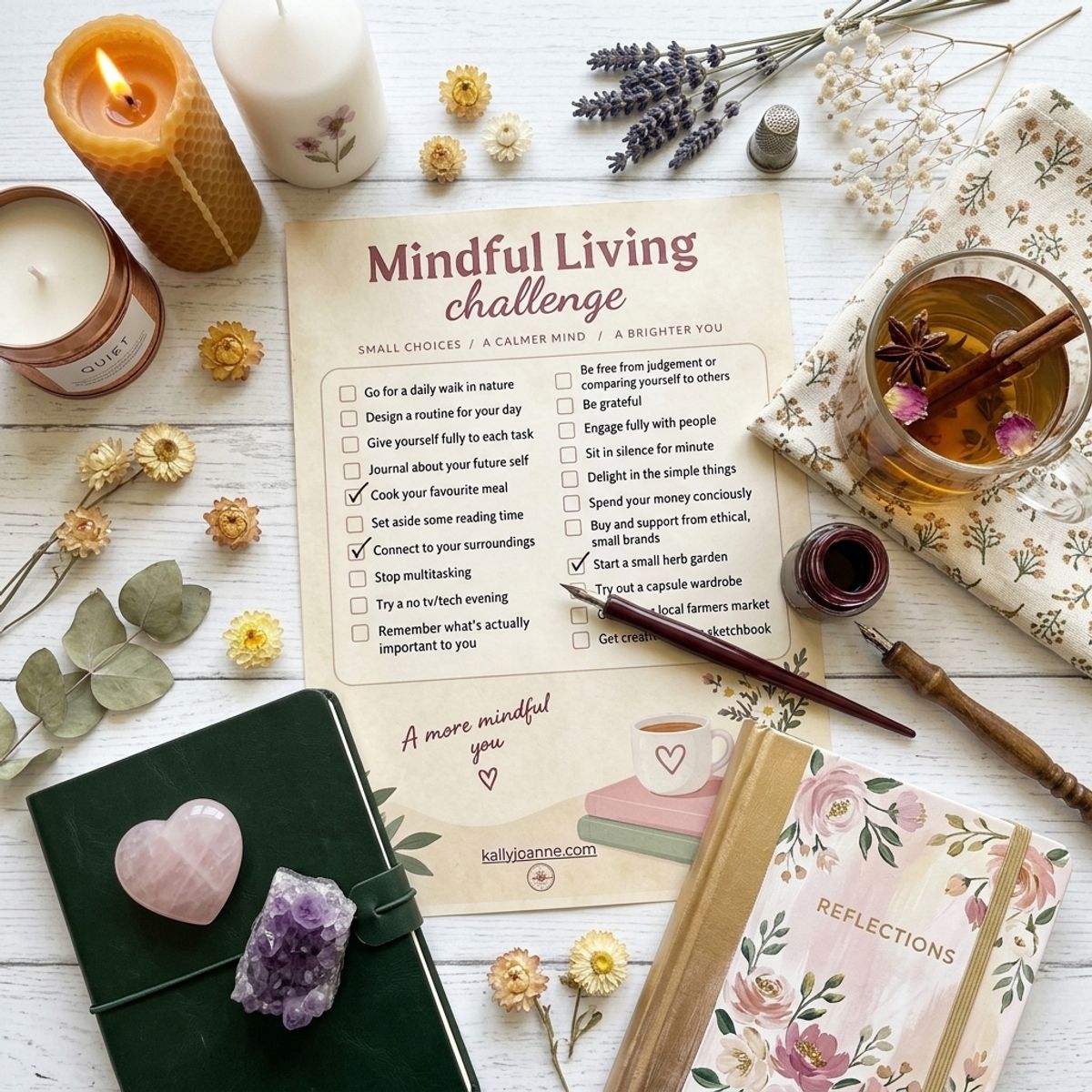 Free Mindful Living Challenge | Free A4 Worksheet (PDF)