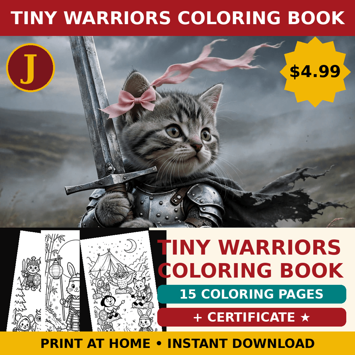 Tiny Warriors Coloring Book — Sir Whiskers & the Fellowship
