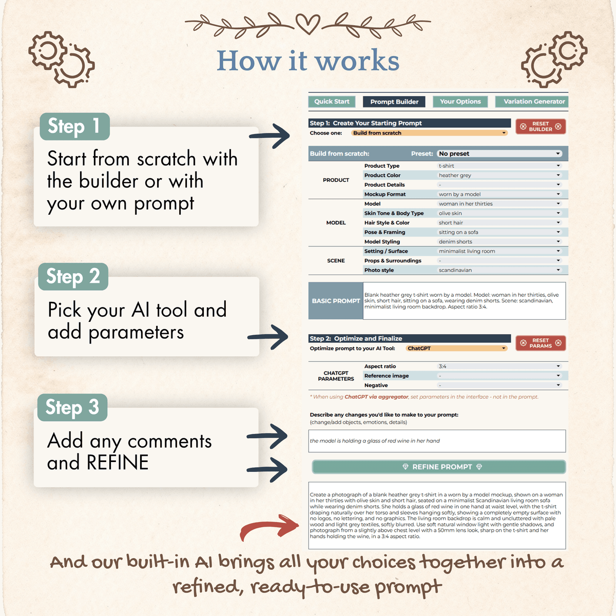 Mockup Prompt Builder for ChatGPT Image, Gemini, Recraft, Ideogram, Flux, Seedream, Midjourney, Leonardo and other text-to-image AI