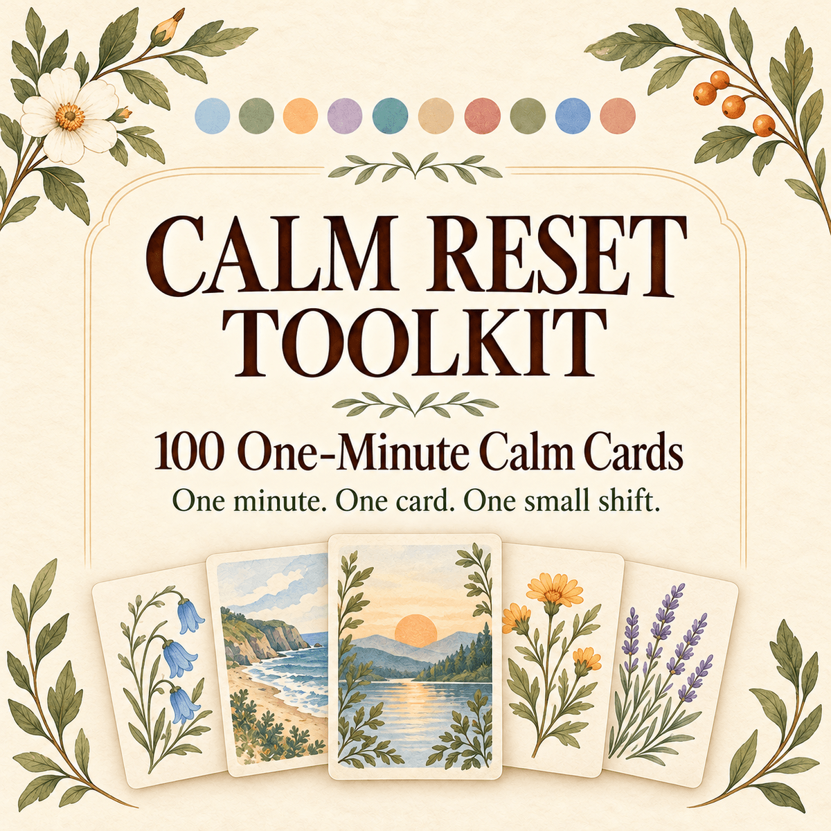 CALM RESET TOOLKIT | 100 One-Minute Calm Cards