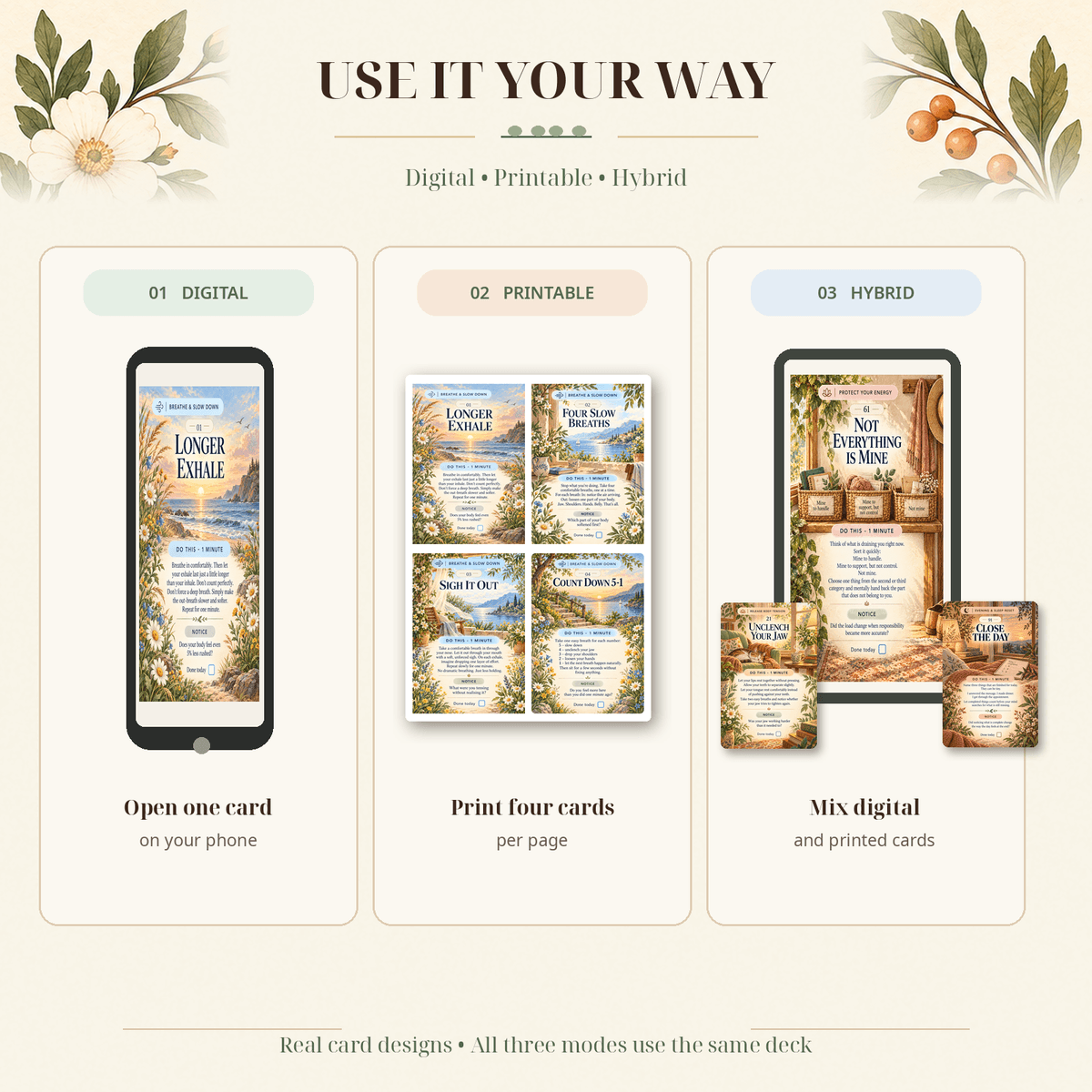 CALM RESET TOOLKIT | 100 One-Minute Calm Cards