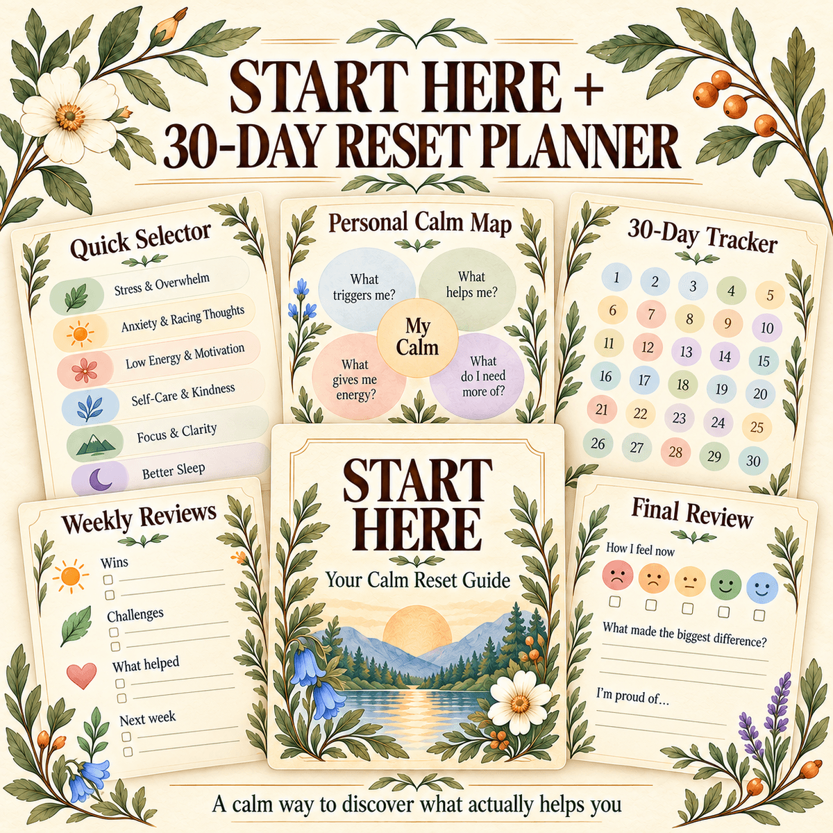 CALM RESET TOOLKIT | 100 One-Minute Calm Cards