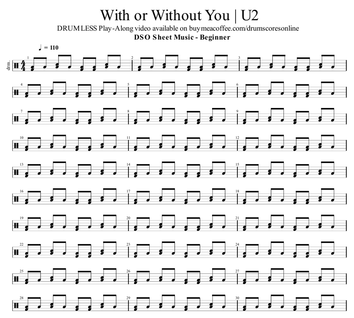 With Or Without You - U2 | Sheet Music PDF and GP Files
