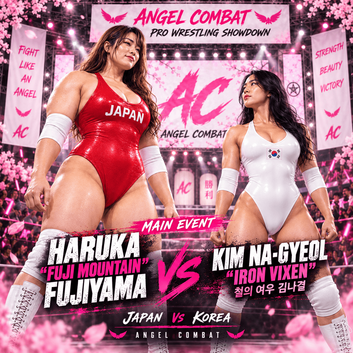 Kim Na-Gyeol vs Haruka Fujiyama Pro-wrestling match 5mins (customized video)