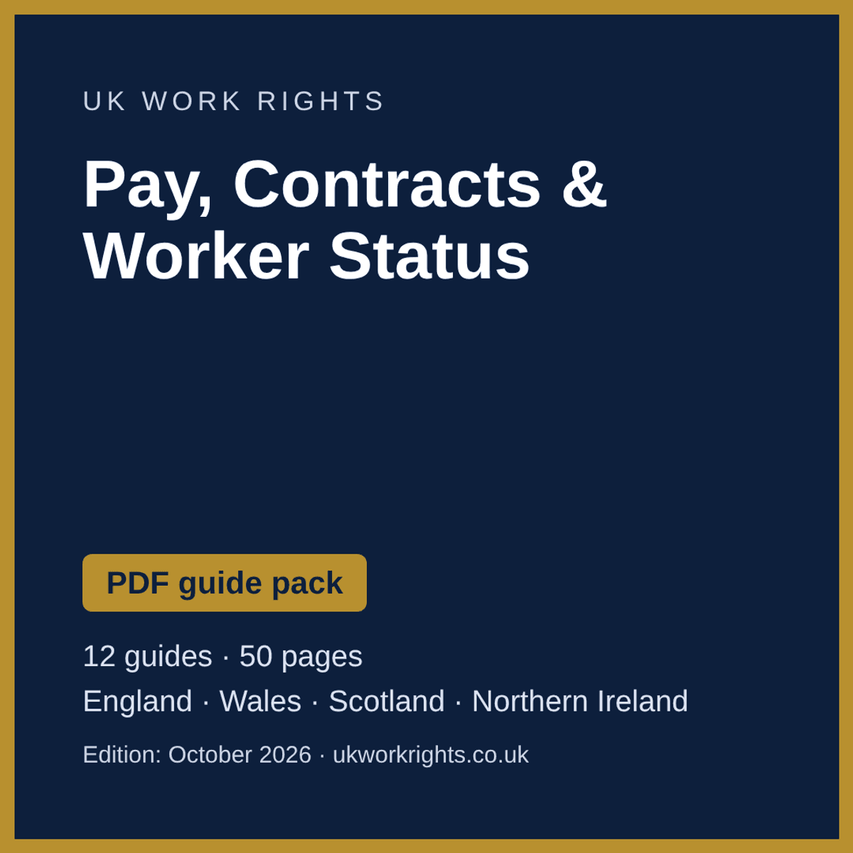 Pay, Contracts & Worker Status - PDF guide pack (UK, October 2026)