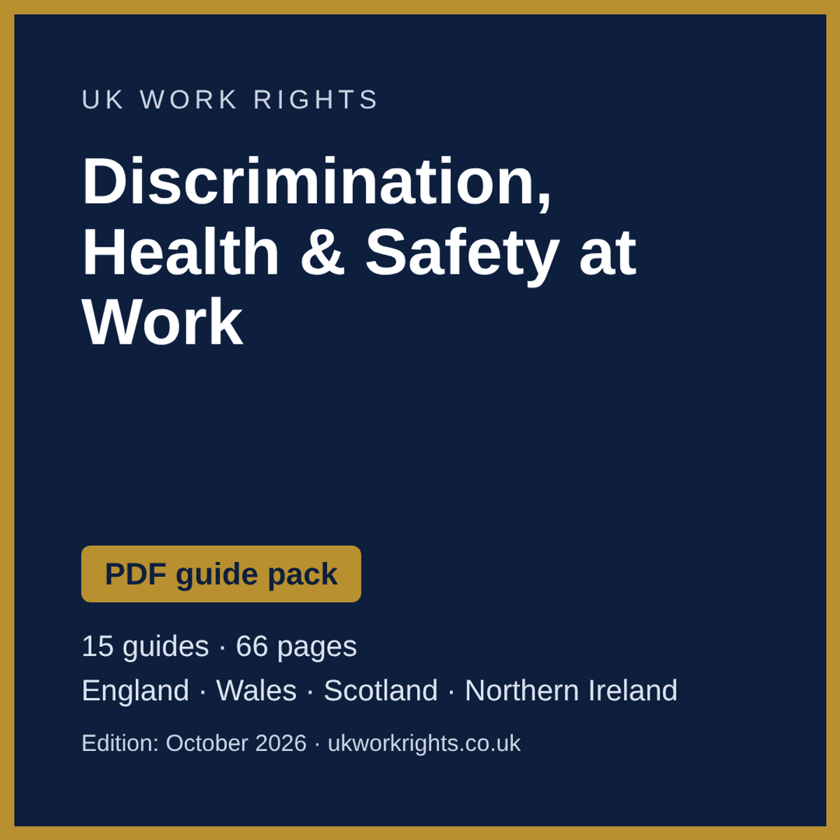 Discrimination, Health & Safety at Work - PDF guide pack (UK, October 2026)