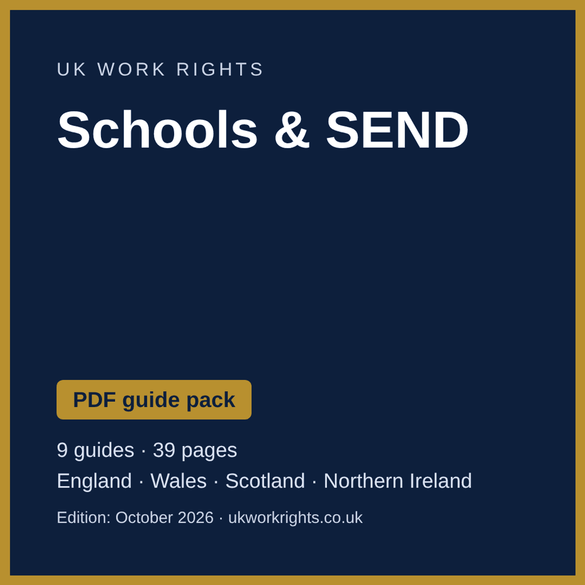 Schools & SEND - PDF guide pack (UK, October 2026)