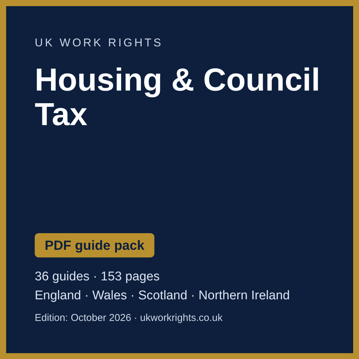 Housing & Council Tax - PDF guide pack (UK, October 2026)