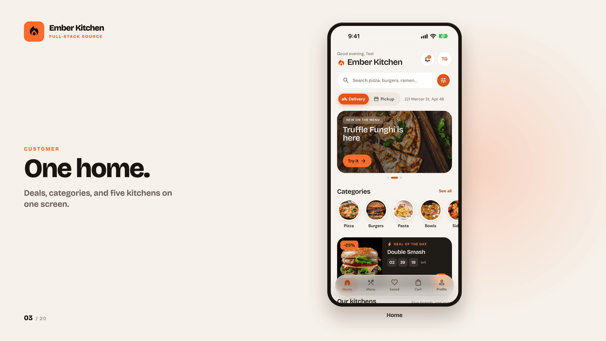 Ember Kitchen — React Native Food App, Restaurant Console & Staff Roles