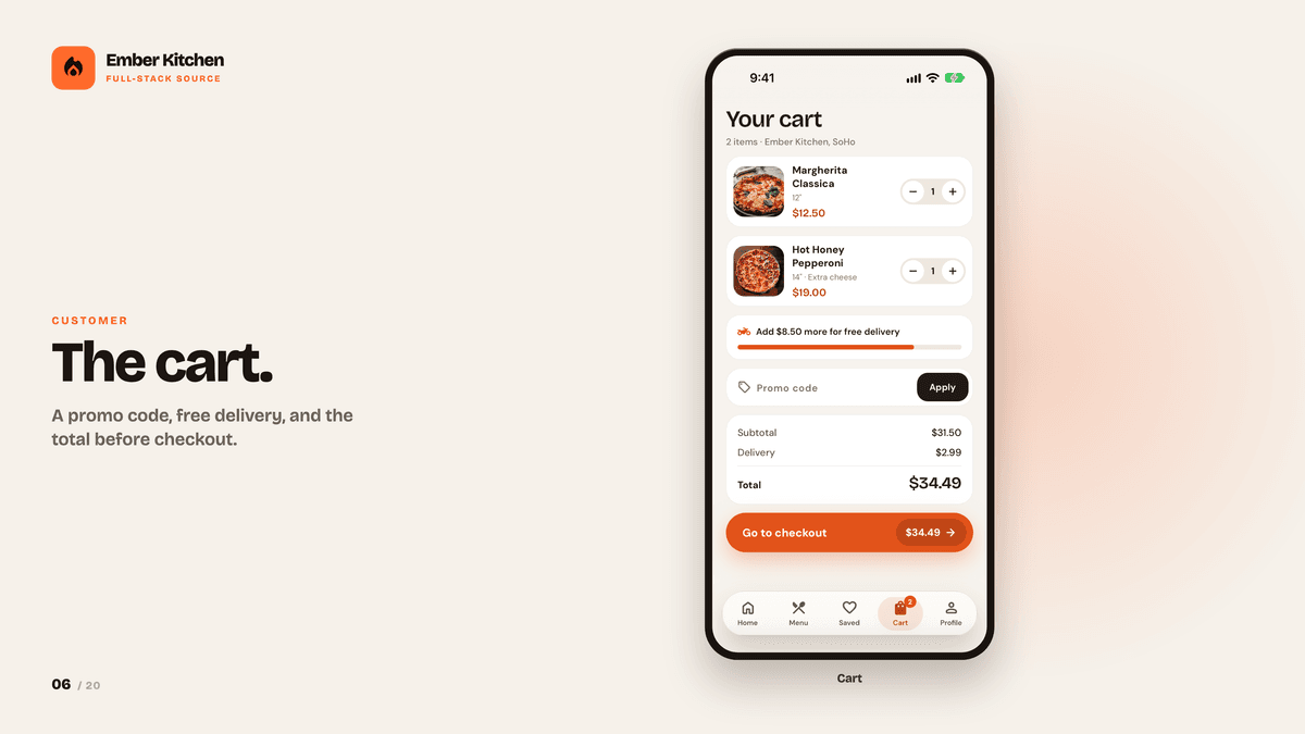 Ember Kitchen — React Native Food App, Restaurant Console & Staff Roles