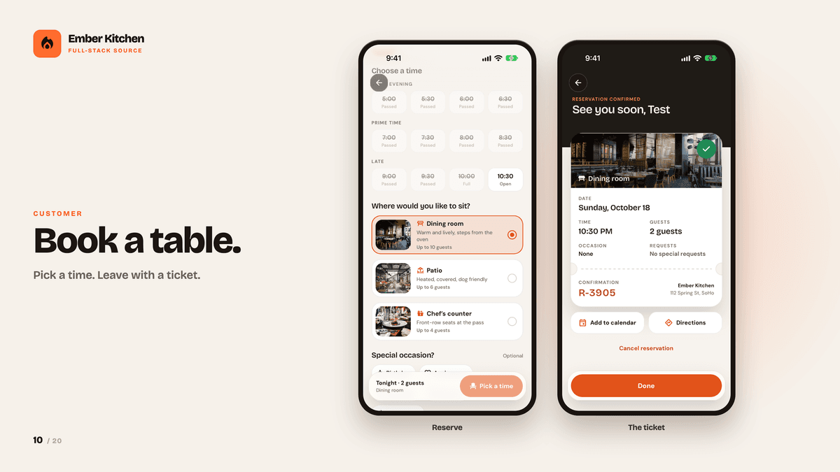 Ember Kitchen — React Native Food App, Restaurant Console & Staff Roles