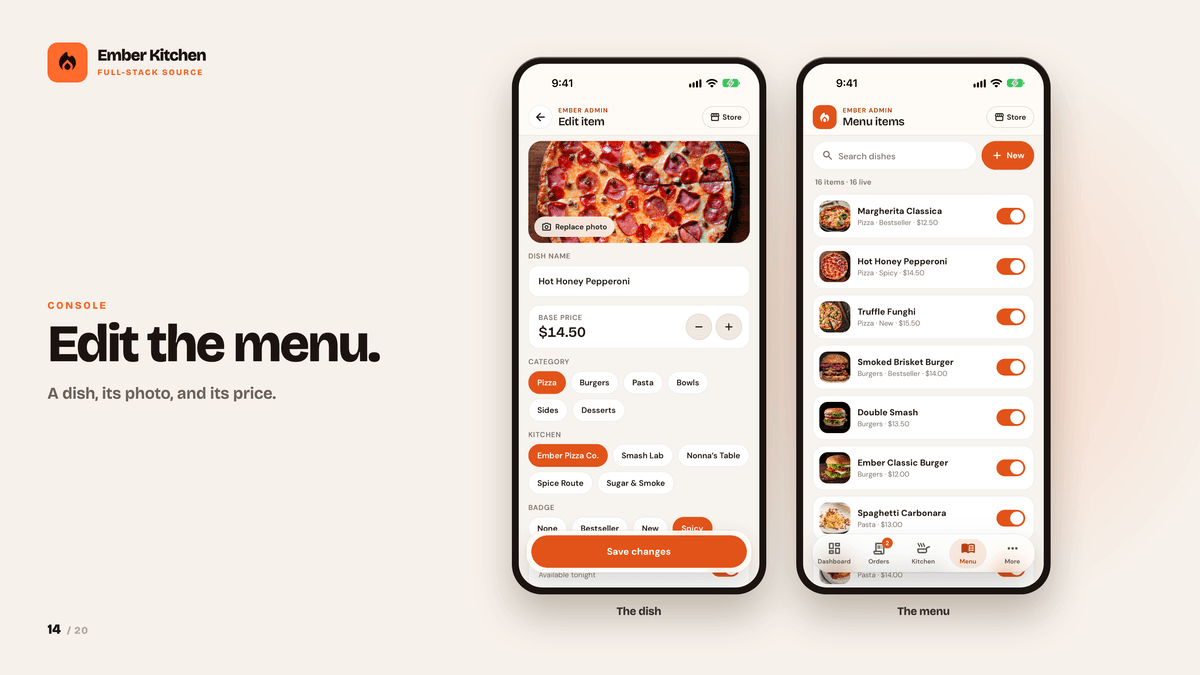 Ember Kitchen — React Native Food App, Restaurant Console & Staff Roles