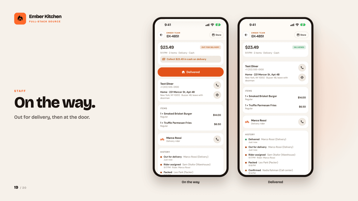 Ember Kitchen — React Native Food App, Restaurant Console & Staff Roles