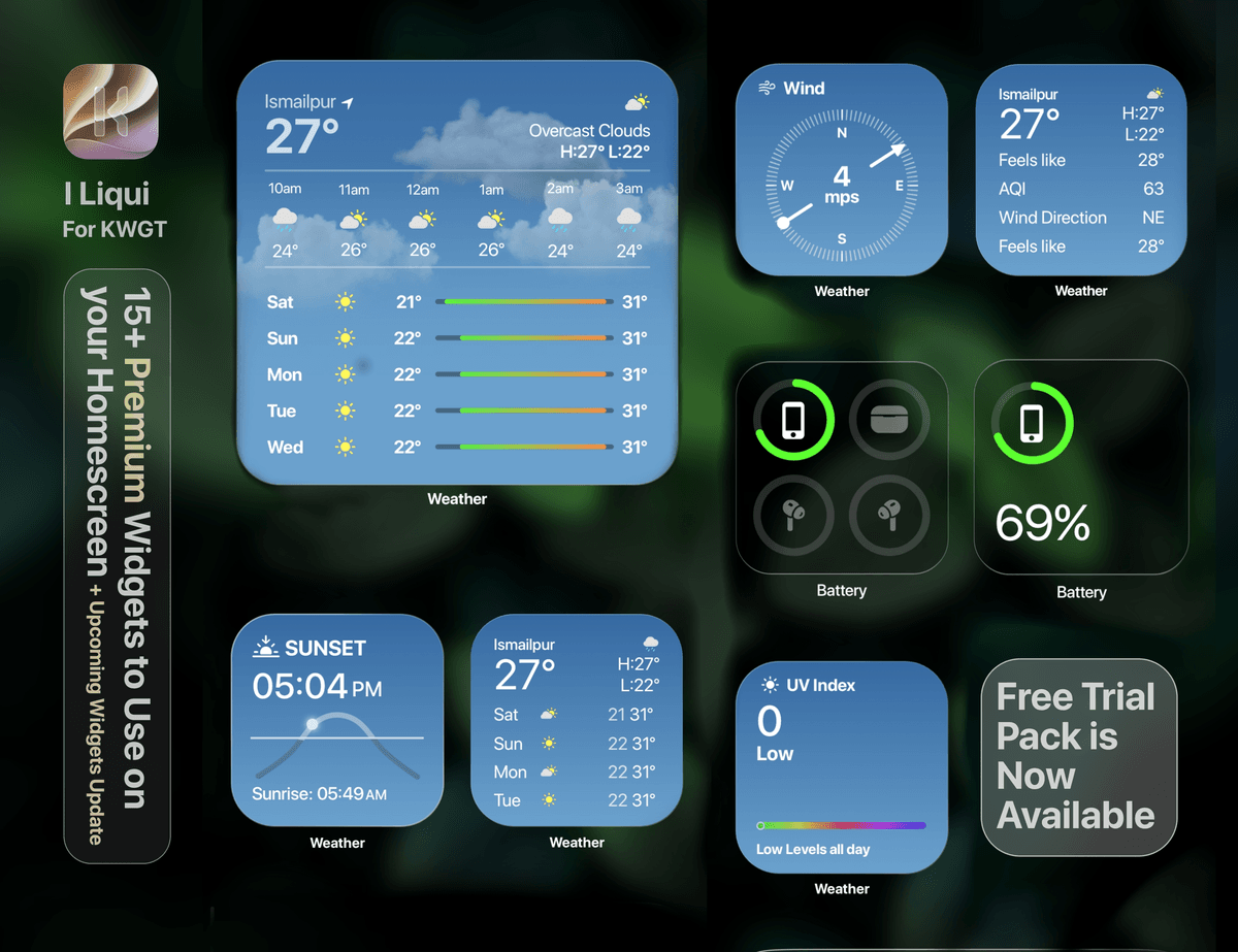 iLiqui - KWGT | 16+ Premium iOS 27 Liquid Glass Widgets (Save 50% Launch Offer)