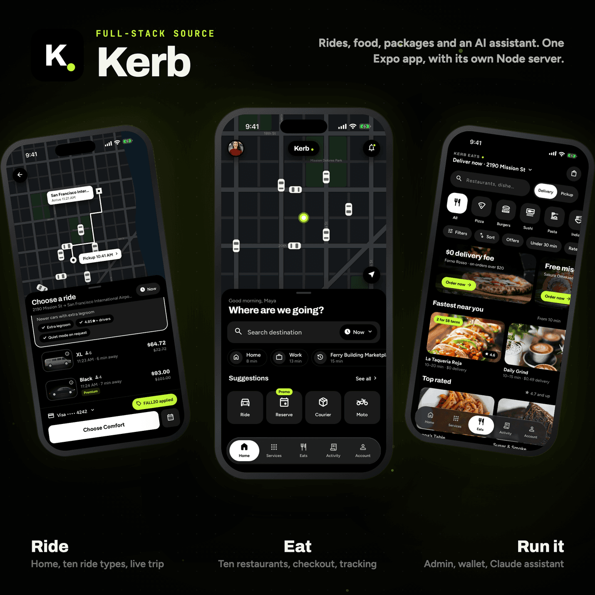 Kerb: Full-Stack React Native Ride & Food Delivery App with Claude API