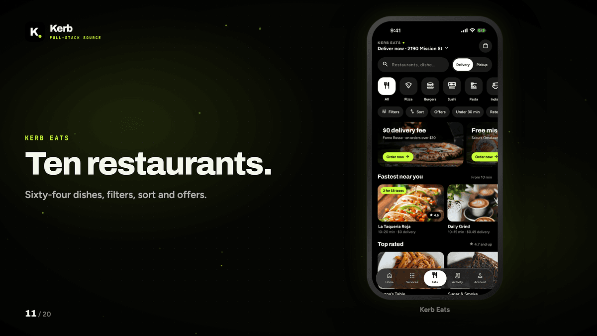 Kerb: Full-Stack React Native Ride & Food Delivery App with Claude API
