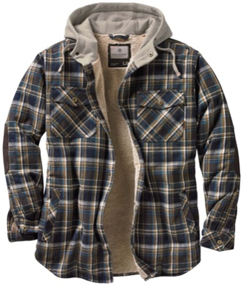 Men's Camp Night Hooded Flannel Shirt Jacket