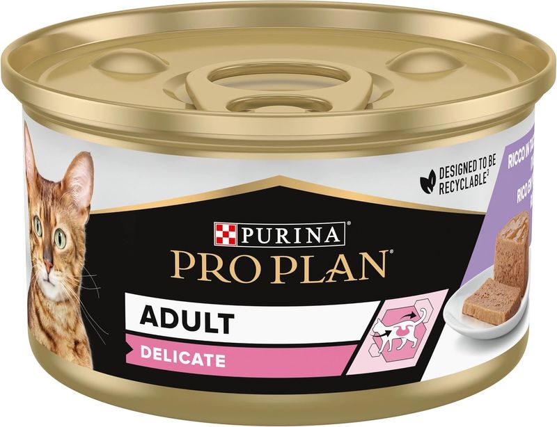 Wet cat food (24x 85g - feeds for 3 months) - Pro Plan Delicate Digestion Cans