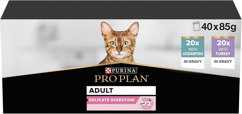 Wet cat food (40x 85g - feeds for 3 months) - Pro Plan Delicate Digestion Bags